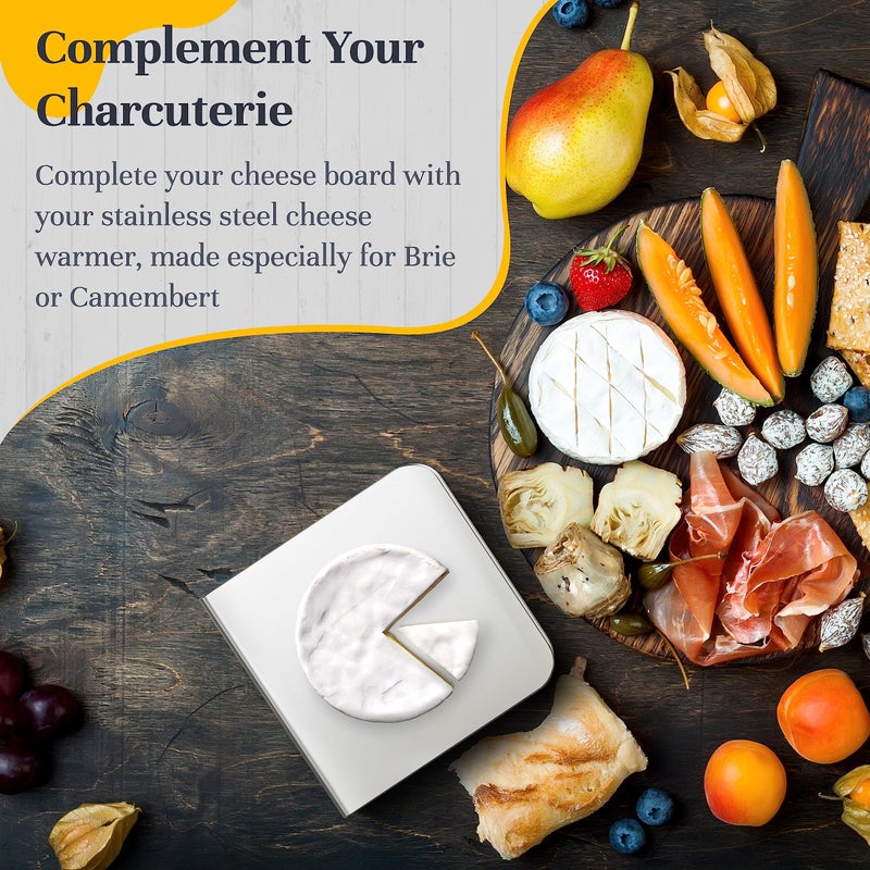 Ash Harbor Soft-Cheese Warmer - Warming Plate for Camembert & Brie Cheese - Complement Large or Mini Charcuterie Boards with Your Slow-Melt  Stainless Steel  Dishwasher-Safe Charcuterie Accessories by Ash Harbor - Image 4